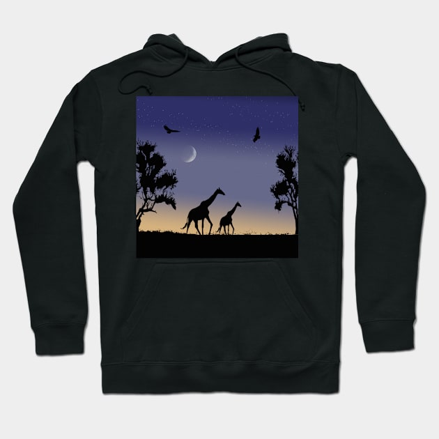 giraffes at dawn Hoodie by poupoune